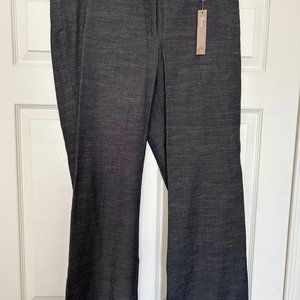 Ann Taylor LOFT Curvy Fit Trouser Dress Pants Size 14 navy blue white denim look